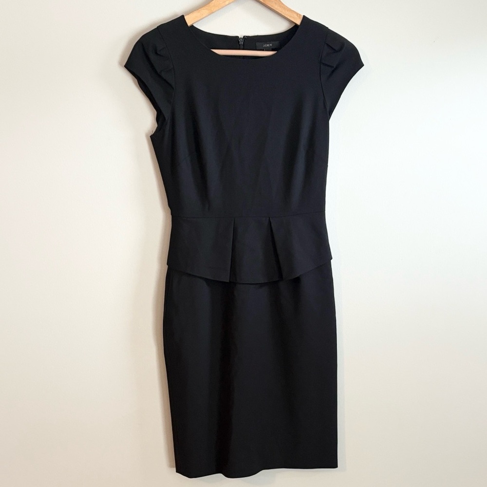 J. Crew Black Midi Dress with Cap Sleeves
